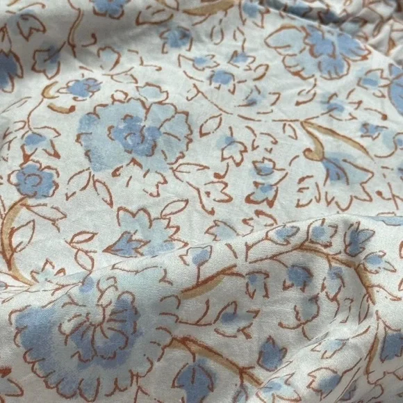 Billabong Be Mine Babydoll Dress XS Floral Blue Brown Puff Sleeve Ruffled EUC - Picture 5 of 7